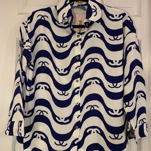 White and blue - button down blouse